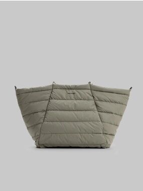 Topologie Marche Quilted Tote Bag, Large. Moss green color.